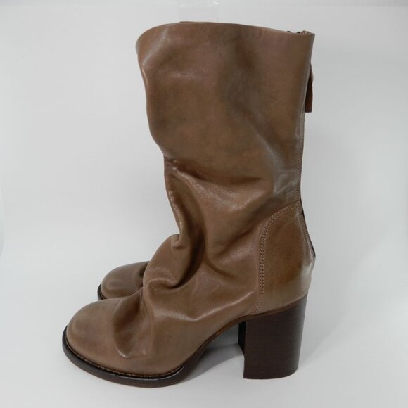 FREE PEOPLE Elle Block Heel Slouch Boots Size 39.5 9.5 Taupe Brown Leather NEW - Picture 7 of 14